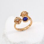 Lapis Lazuli Daisy Zircon Ring