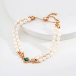 S925 Silver Minimalist Natural Pearl & Malachite Bracelet