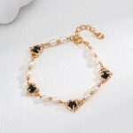 S925 Silver Vintage Natural Pearl Black Onyx Bracelet