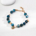 S925 Silver Vintage Natural Pearl, Azurite, and Turquoise Bracelet